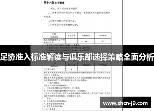 足协准入标准解读与俱乐部选择策略全面分析